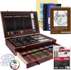 US Art Supply 162 Mega Wood Box Art Painting & Drawing Set