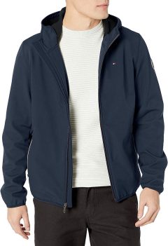 Tommy Hilfiger Men's Lightweight Water Resistant Hooded Softshell Jacket