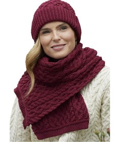 Aran Crafts Irish Soft Cable Knit Scarf