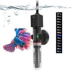 PULACO Stick On Aquarium Heater/Thermometer Combo