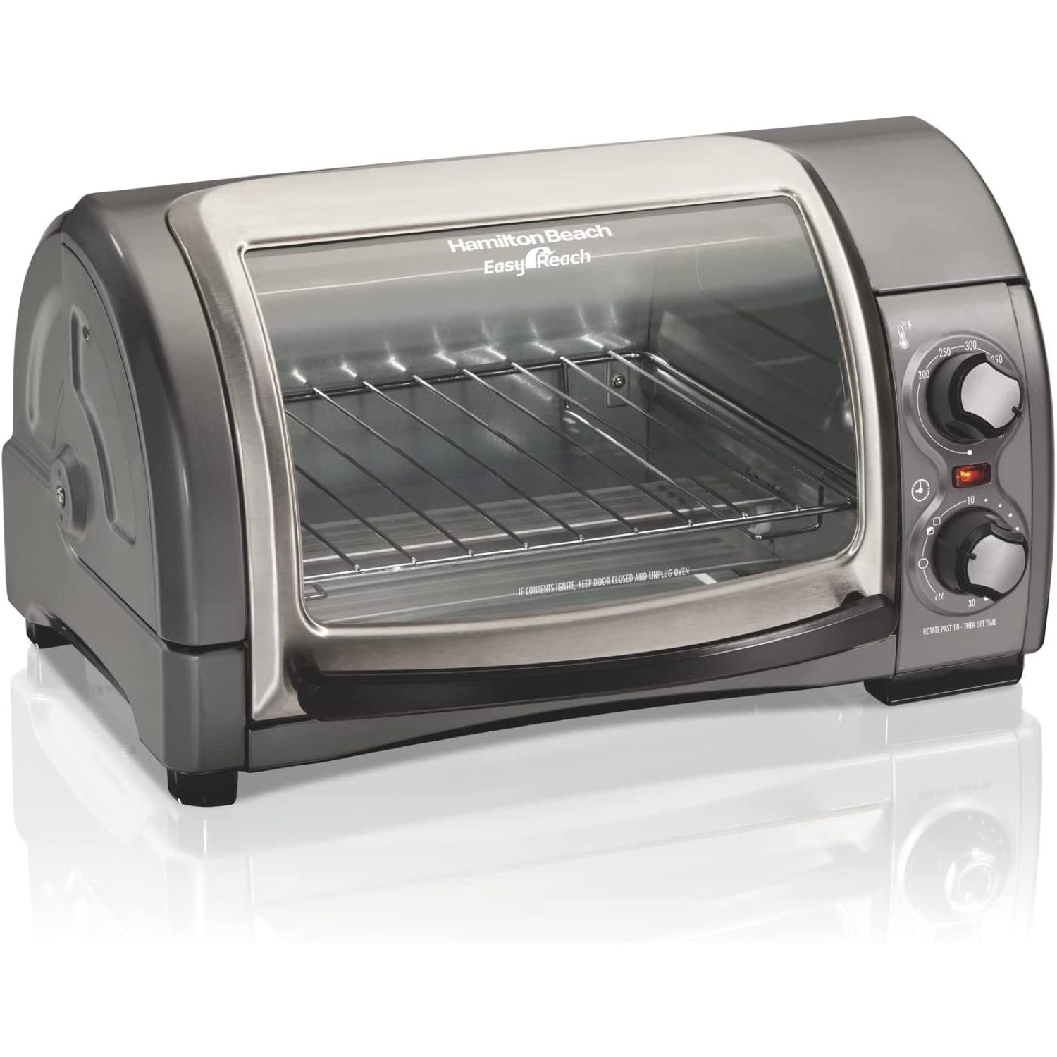 Hamilton Beach Easy Reach 4-Slice Toaster Oven with Roll-Top Door