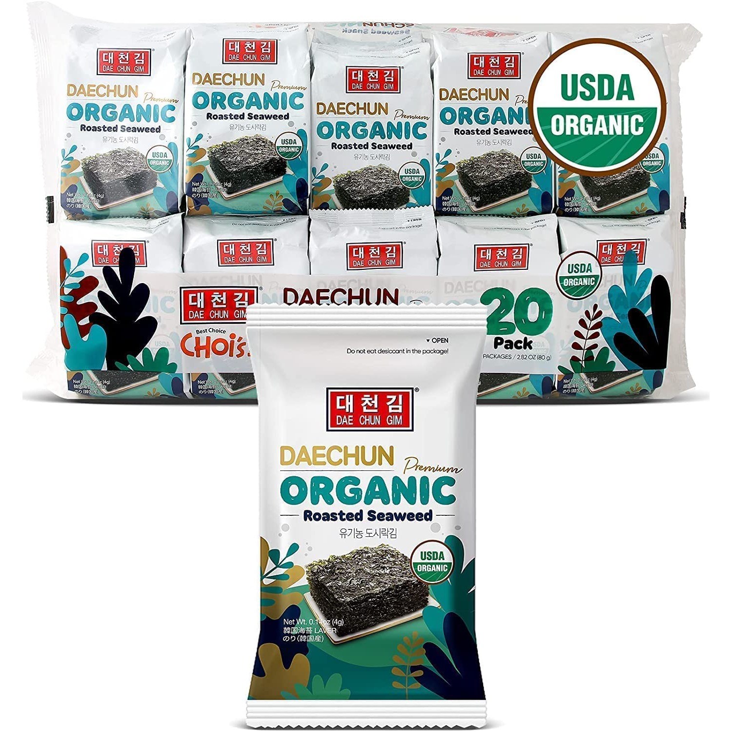 Daechun Organic Seaweed Snacks, 20 Pack
