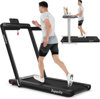 Goplus 2 in 1 Folding Treadmill with Dual Display