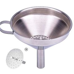 Carly Shop Stainless Steel Kitchen Funnel, Funnel with Detachable Strainer and Filter