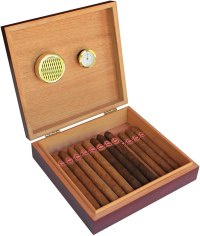 Case Elegance Cherry Finish Spanish Cedar Humidor with Embedded Magnetic Seal
