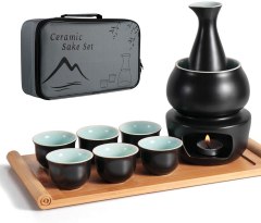 Dltsli Ceramic Sake Set with Warmer Pot