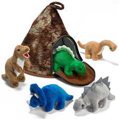 Prextex Dinosaur Volcano House with 5 Plush Dinosaurs