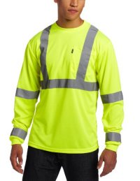 Key Apparel Men's Big & Tall Waffle Knit, ANSI II Class 3 Hi-Visibility Long Sleeve Pocket T-Shirt