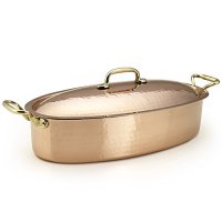 Kuprum Hand Hammered Copper Fish Poacher with Lid, Fits Multiple Fish, 15.8"