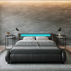 Light Gray Rick Upholstered Low Profile Platform Bed