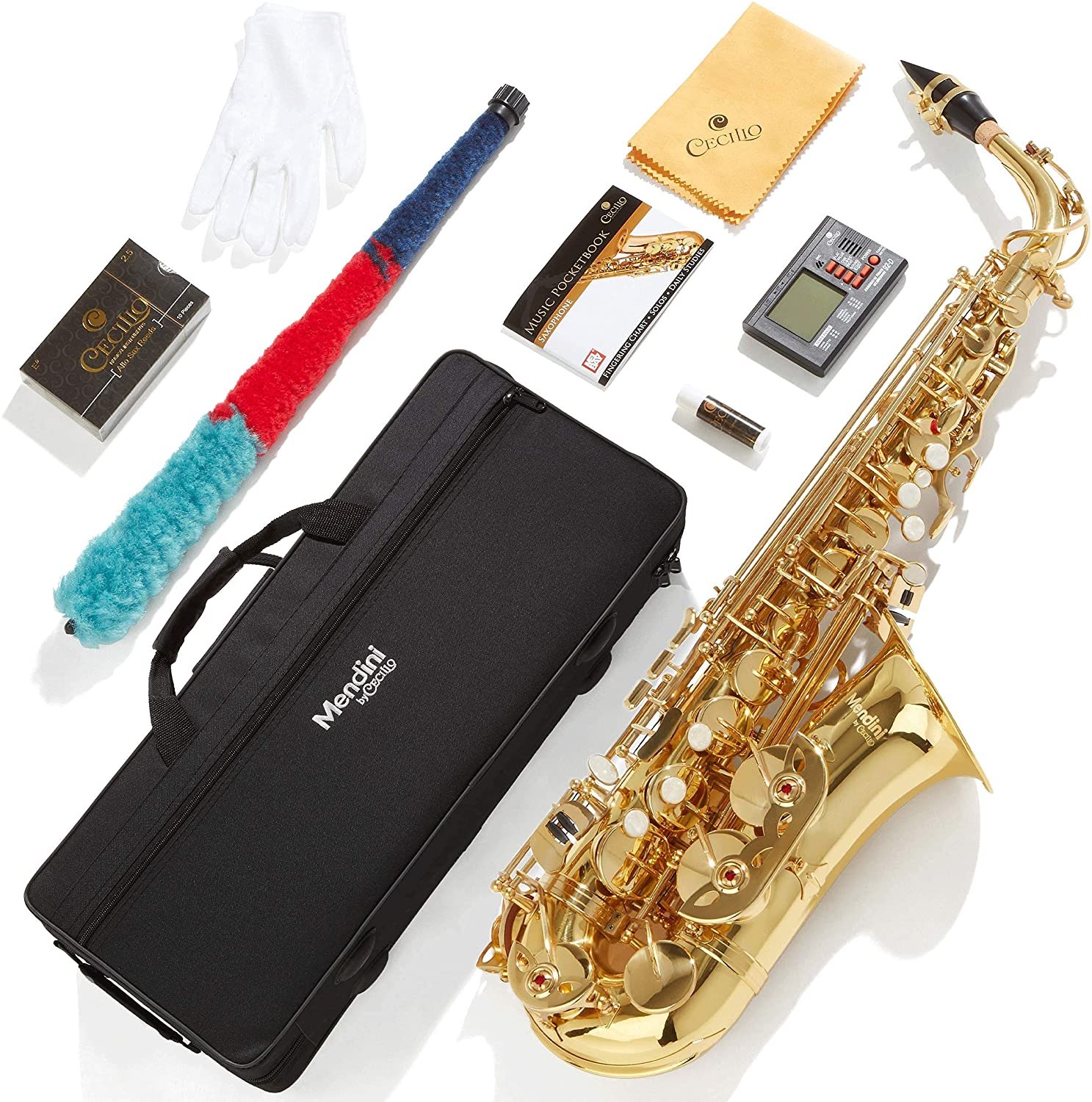 Mendini by Cecilio MAS-L+92D+PB Gold Lacquer E-Flat Alto Saxophone