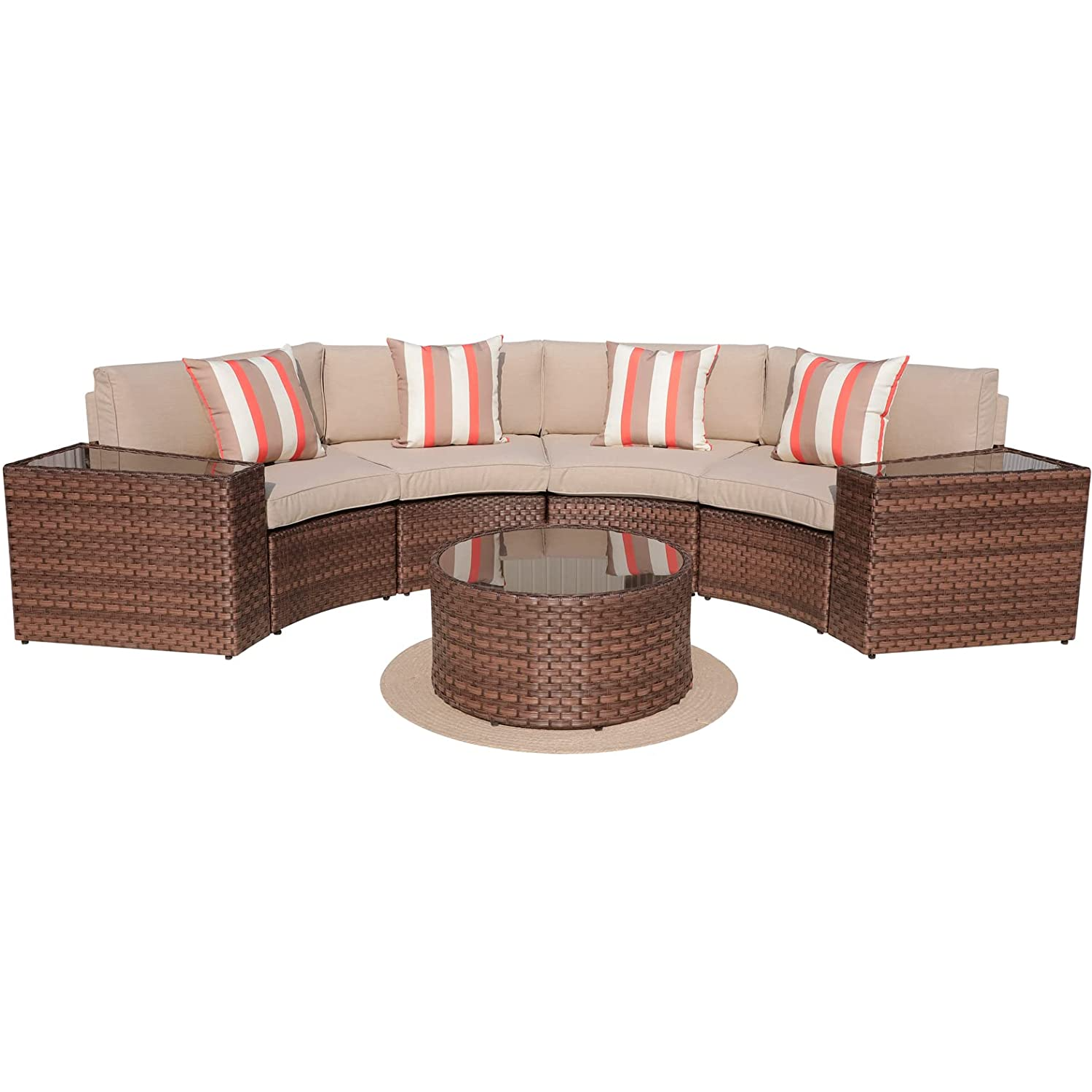SUNSITT Outdoor 7-Piece Half-Moon Sectional Furniture Set