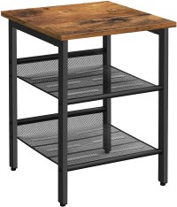 VASAGLE Nightstand with 2 Mesh Shelves